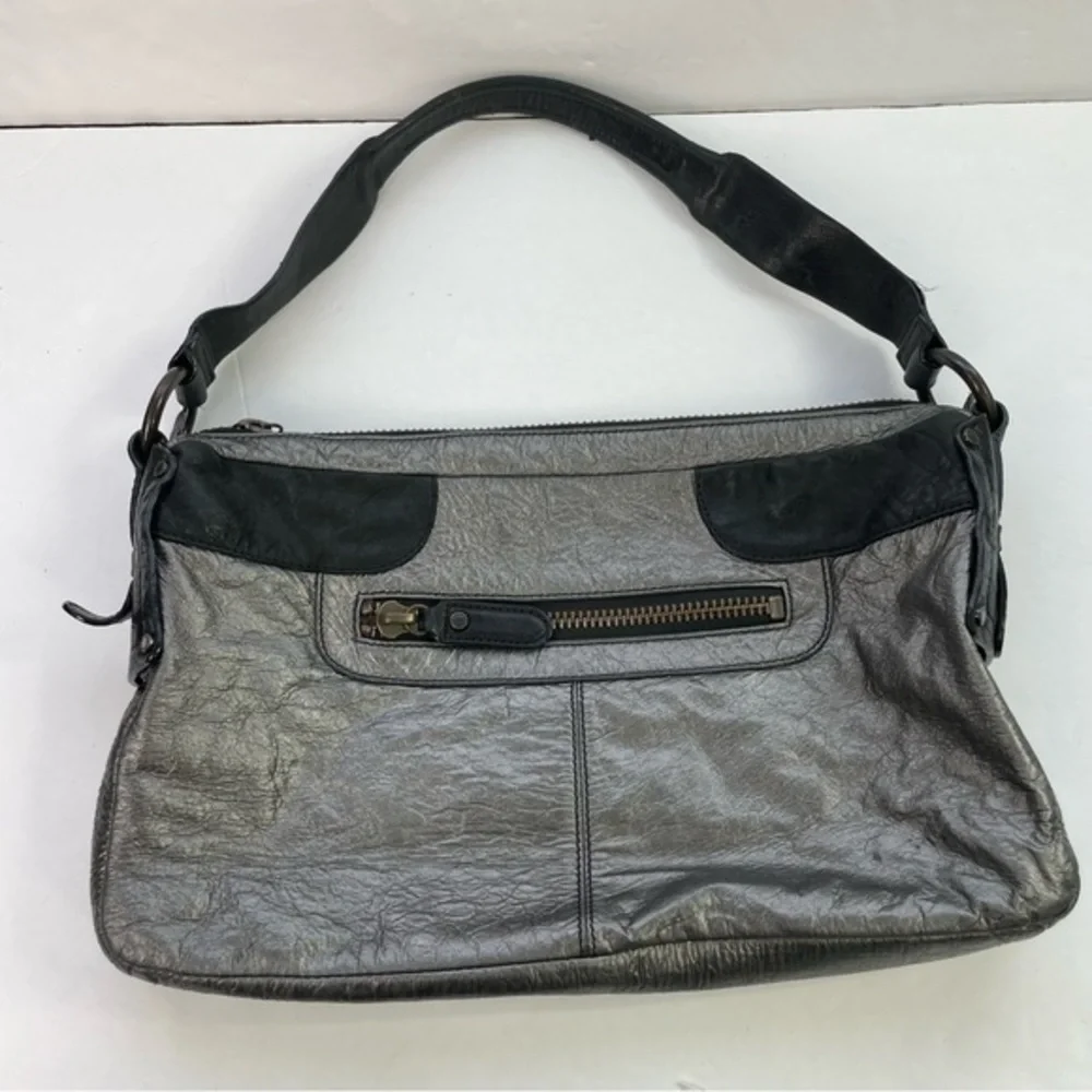 BCBG MAXAZRIA Metallic Silver Pewter Shoulder Bag‎